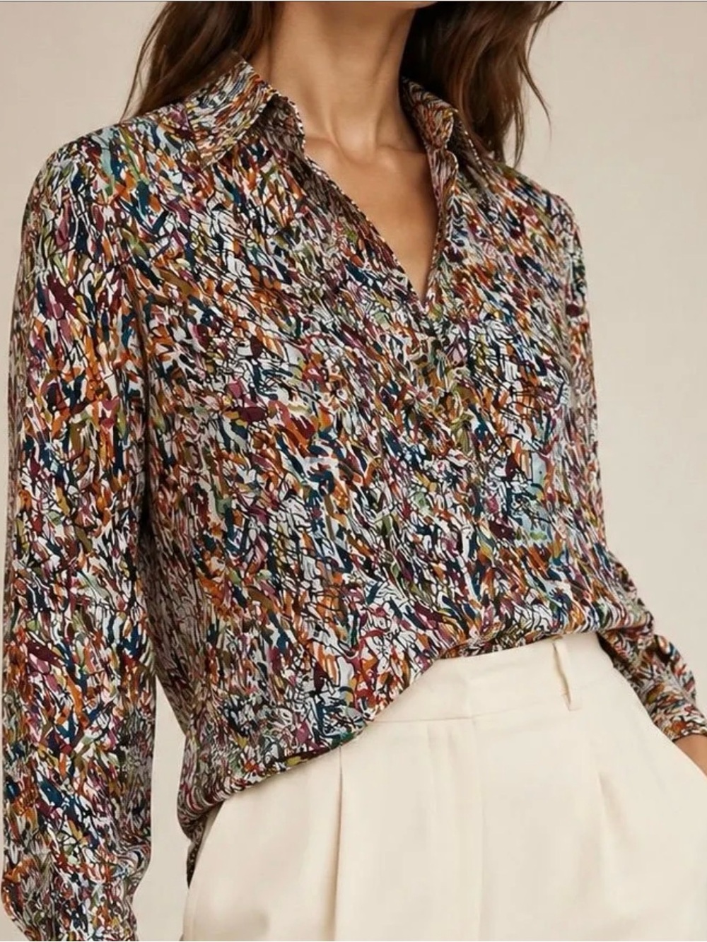 Vintage Diane von Furstenberg (DVF) 100% silk beaded blouse